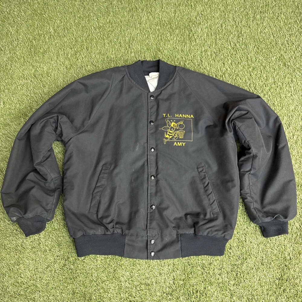 Vintage 80s 90s T.L. Hanna High School Bomber Jacket MIUSA Size L Lady Jackets